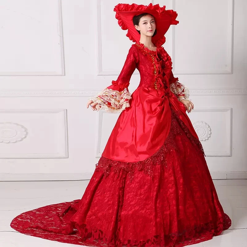 red victorian ball gowns