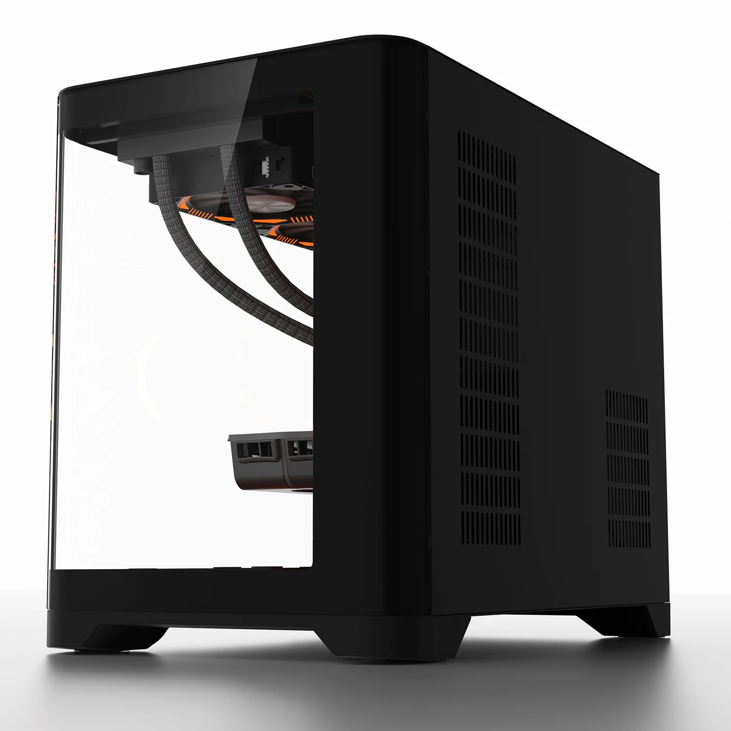 ゲーミングPCケース 曲面ガラスパネル フルビュー ミドルタワー MATX