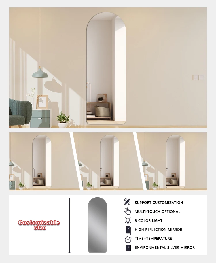 product modern wall decor mirror bedroom frameless arch mirror full length mirror large standing dressing floor mirror248-7