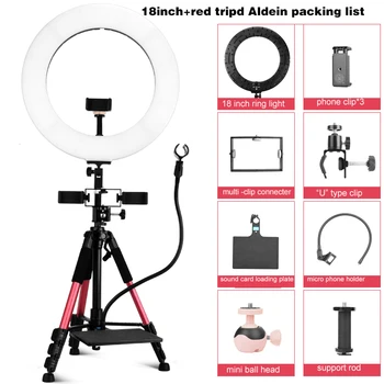 Tiktok Broadcast Stand with 18 14inch LED Ring Light Mobile Microphone Clip for Selfie Stick Video Record Reel Streaming Product detail image