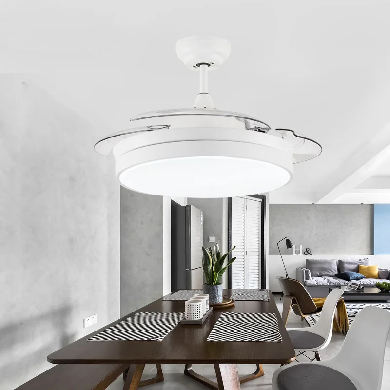 42 Inch Beautiful and elegant Hidden blade lamp lighting folding ceiling fan light