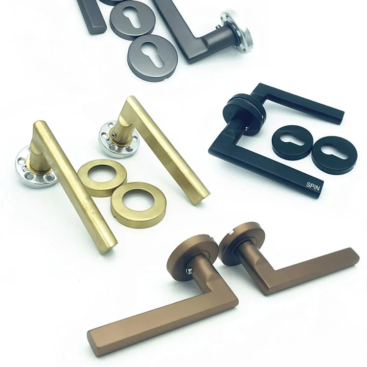 Luxury Brass Tubular Lever Interior Doors Lock Handle Set Aluminum
