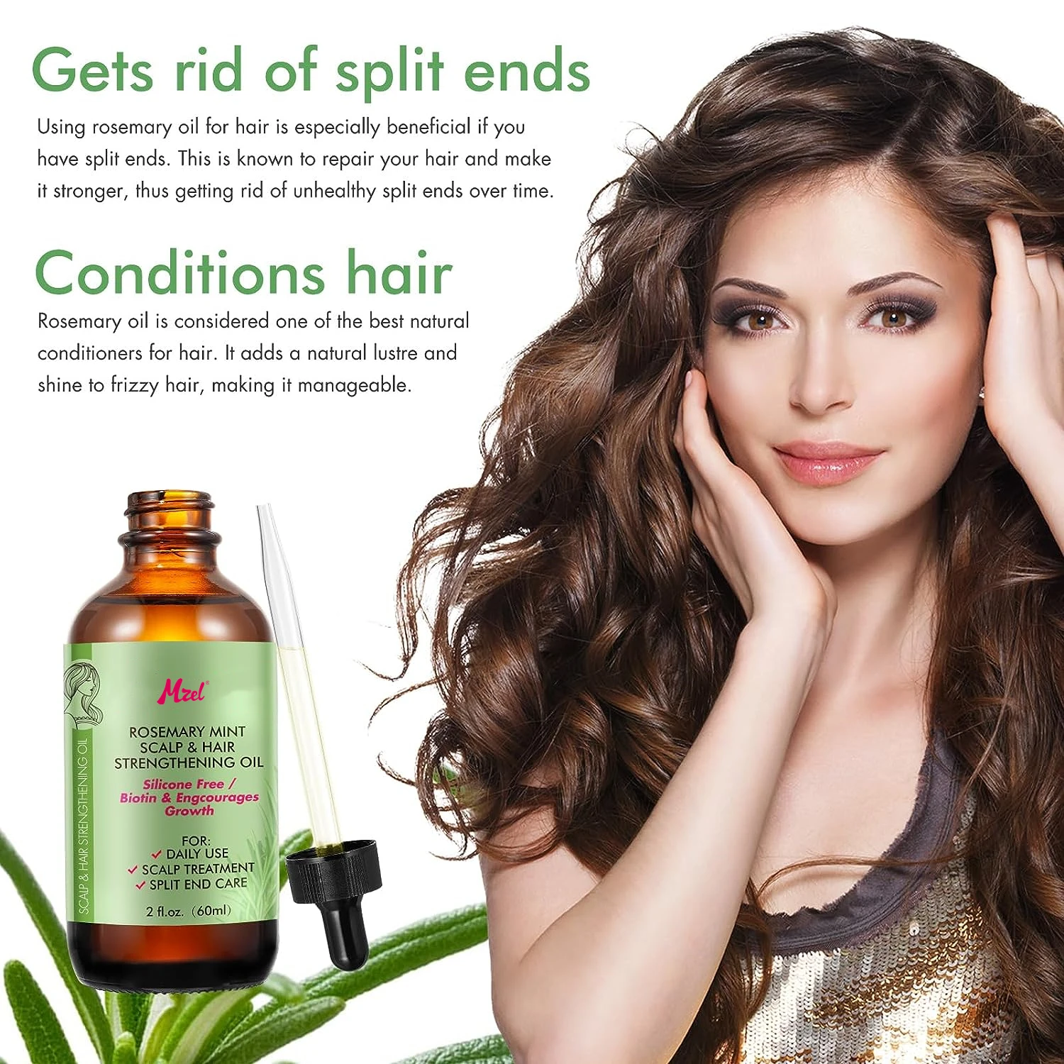 Rosemary Mint Essential Oil For Hair Growth Scalp Care Strengthens Hair