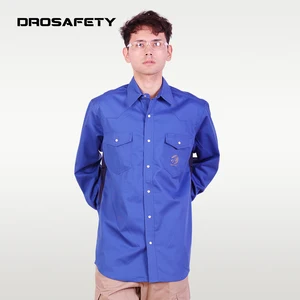 Mechanic Electrician Flame Retardant Two-color Stitching Shirt Workwear Custom Logo Work Shirt