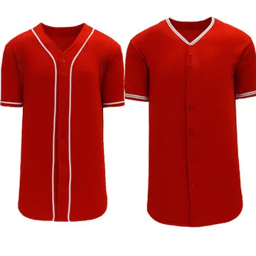 v neck baseball shirts sublimated button down custom baseball jersey red