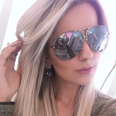 2019  Alloy Frame Gradient Multicolour Len Sunglasses Male Female Oversized Sunglasses