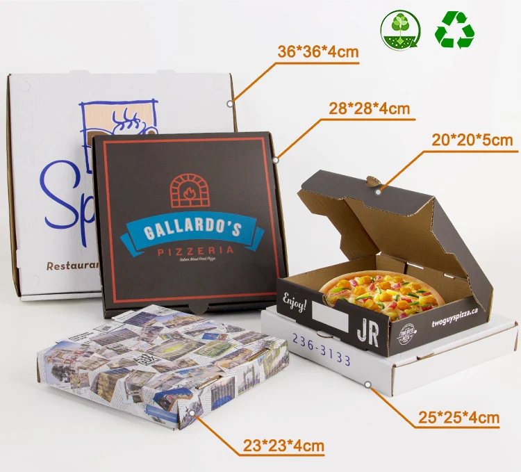 Wholesale recyclable custom logo printed rectangular corrugated paper pizza box factory