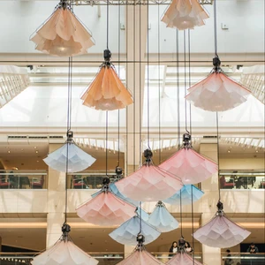 ECOJAS Indoor Decorative Lighting the Lotus Blossoms Operand Flower Art Installation for Shopping Mall Pendent Light