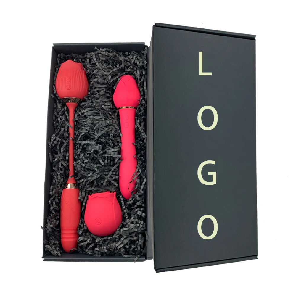 Rose Combination 3 Pieces/Set Gift Box Rose Shaped Vibrating Rose Vibrator Sex Toys for Woman Clit Tongue Sucking Vibrator