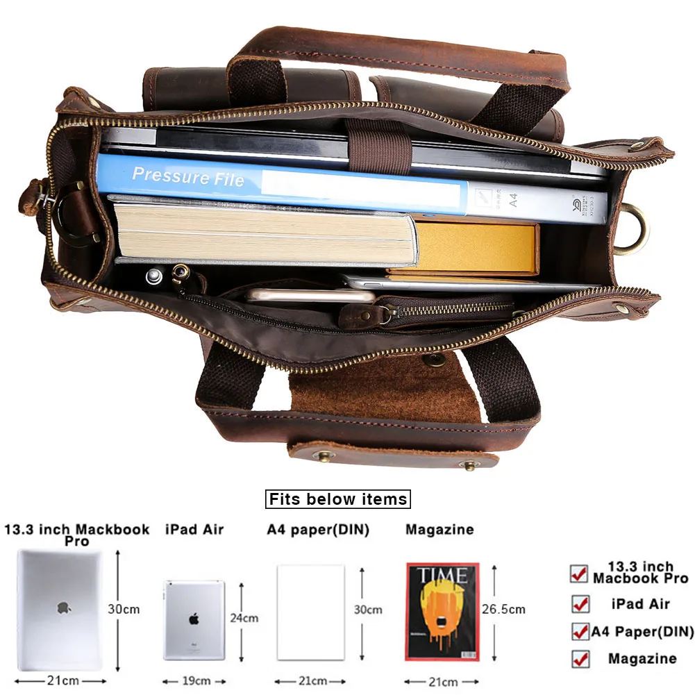 New Design Vintage Style Genuine Leather Briefcase Leather Shoulder Bag Business Sling Bag Briefcase Laptop Messenger Bag
