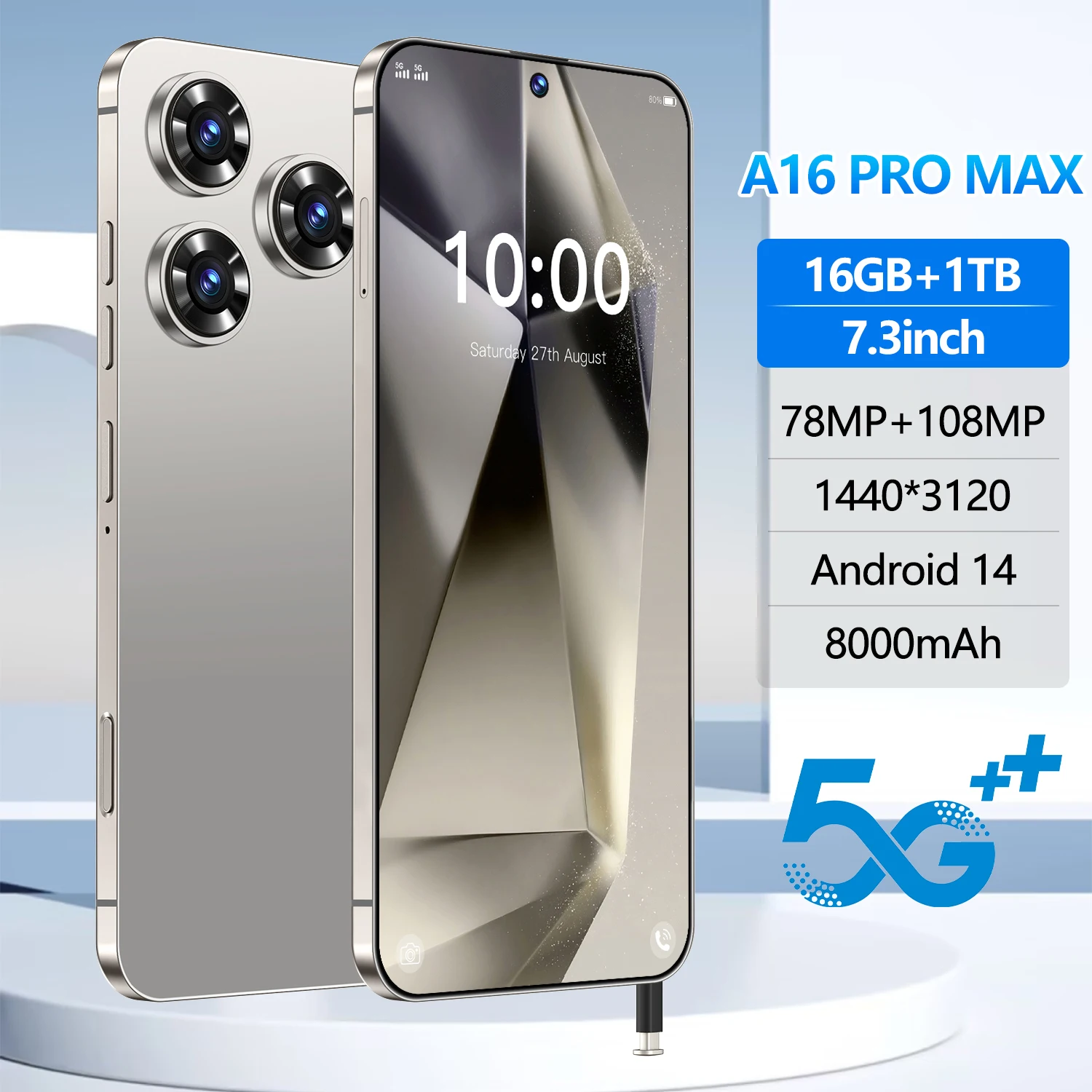 Smartphone I16 Pro Max 5G - 128 Go - Android 15 - Double SIM Débloqué - Neuf