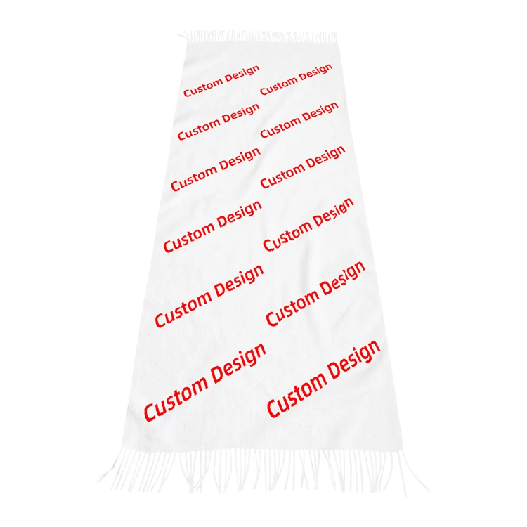 Custom Designed Logo Print Super Soft Wool Cashmere Pashmina Shawl Scarf Winter Festival Gift with Digital Printing Dot Pattern