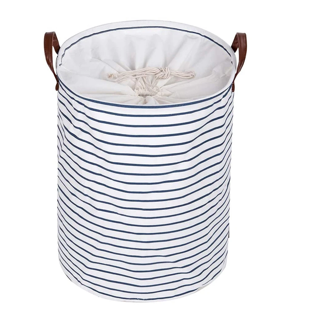 Экологичная Складная хлопковая корзина-тоут круглой формы на заказ сумка для белья корзина хранения одежды со шнурком