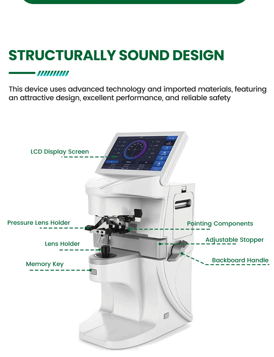 Digital Auto LM-300 Lens Meter 7 Inch Touch Screen Uv Pd Printing Focimeter Lensometer