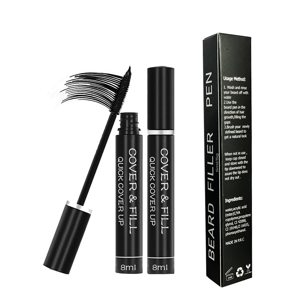 Private Label Eyebrow and Beard Color Temporary Dye Hair and Mustache Mens Beard Dye Mascara Brown Black Beard Dye for Men