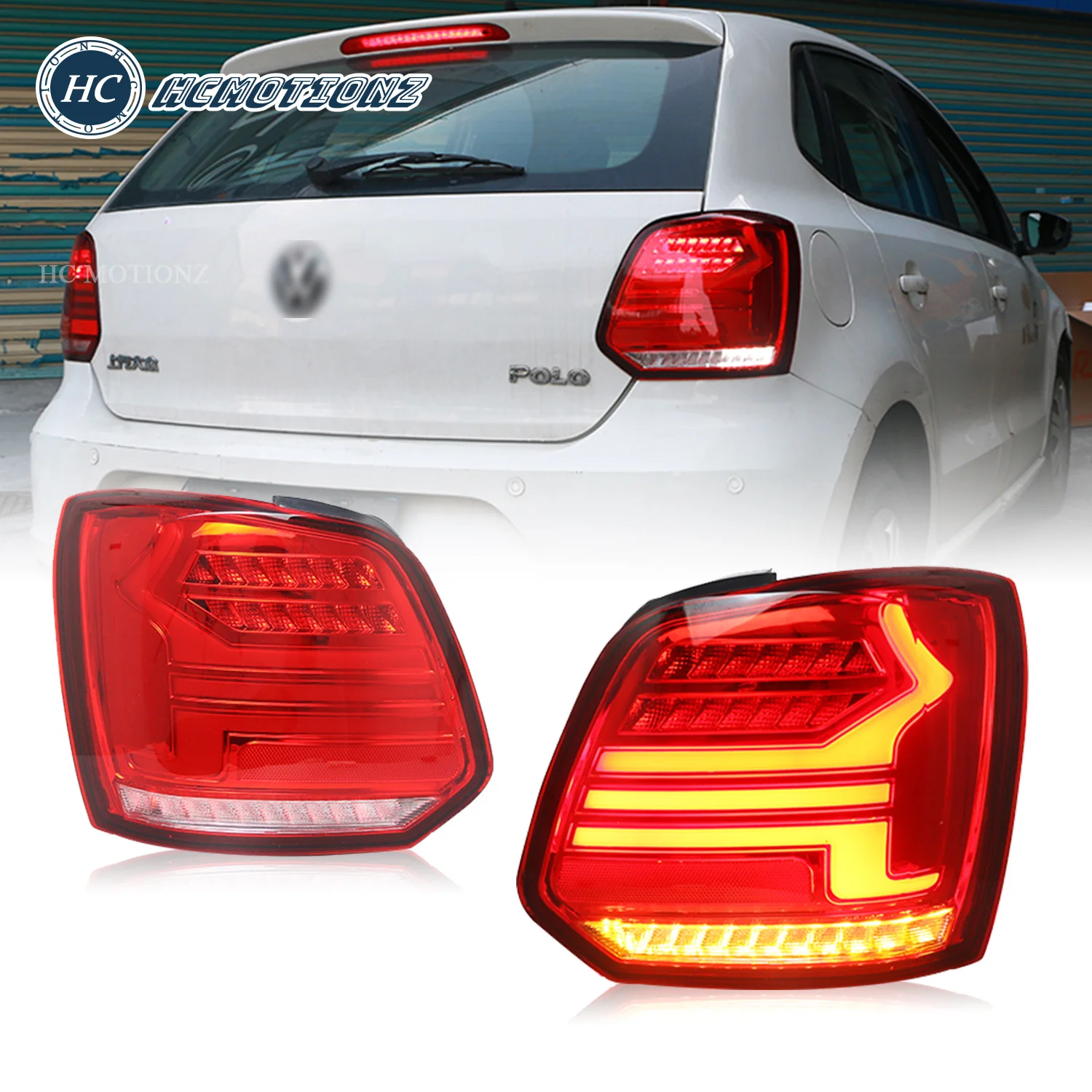 HCMOTIONZ Popular Dynamic Turn Signal Vento Ameo Polo MK5 Vivo Sedan LED Tail Lights 2010-2018 Car Back Rear Lamps for VW Polo