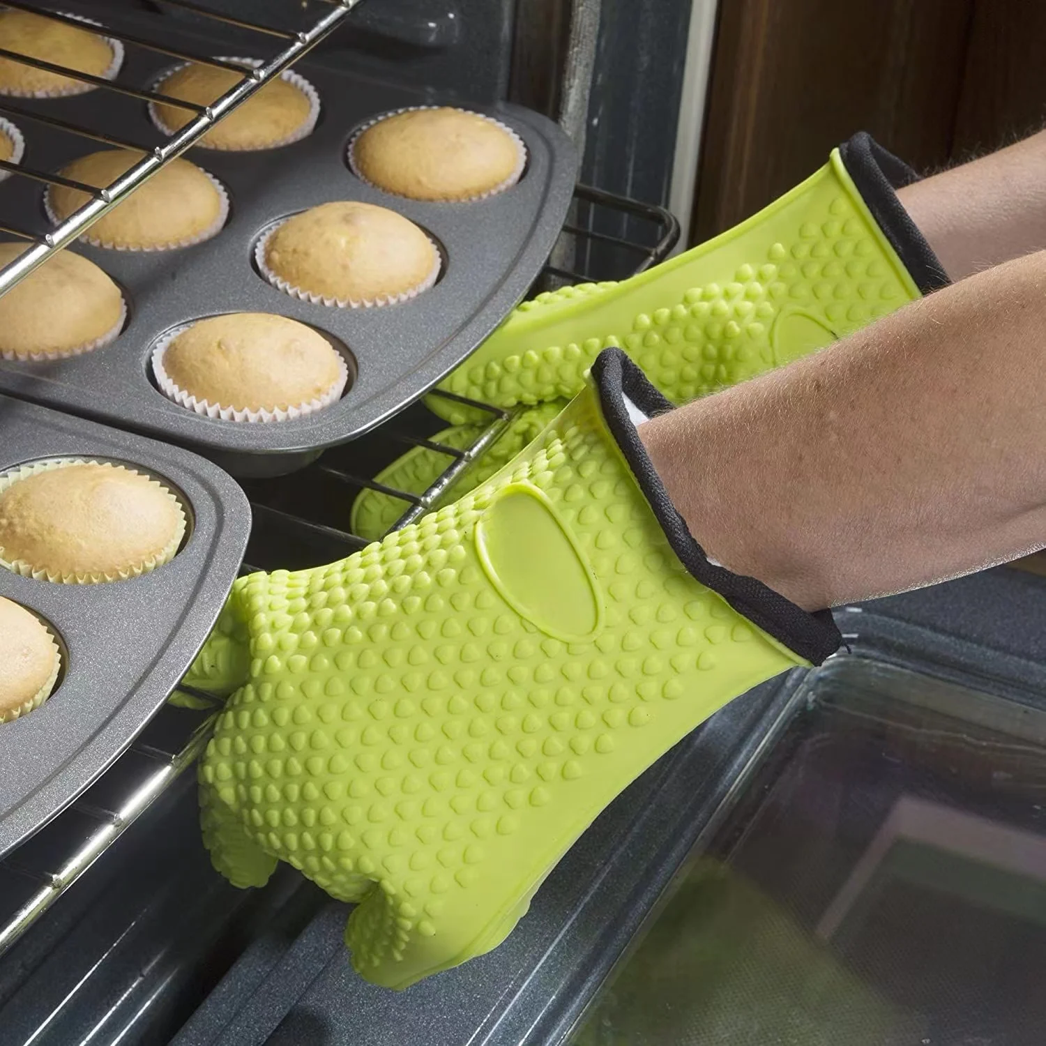 USSE Silicone Smoker Oven Gloves Extreme Heat Resistant Food Right on Your Grill Fryer&Pit Waterproof Grilling BBQ Gloves details