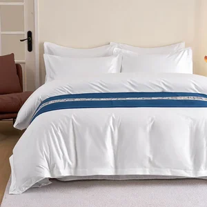 High Quality Luxury 5 Star Hotel Bedding Set 100% Cotton Satin Weave White 4 Piece Set Soft Comfort