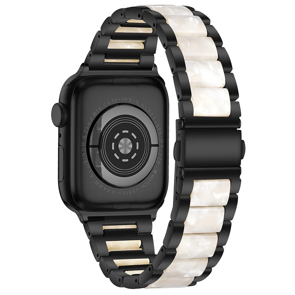 Three Beads Resin Strap For Apple Watch Stainless Steel Wristband For Iwacth 45MM 49MM 38MM 41MM