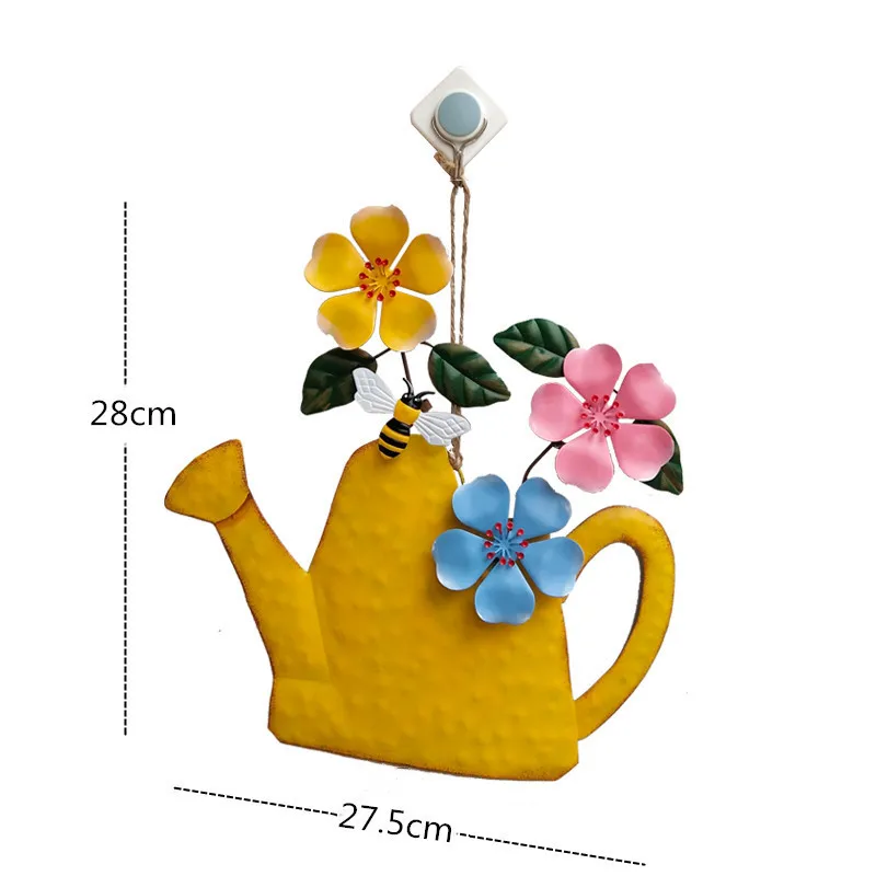 Iron Art Flowers Kettle Wall  Pendant Yellow