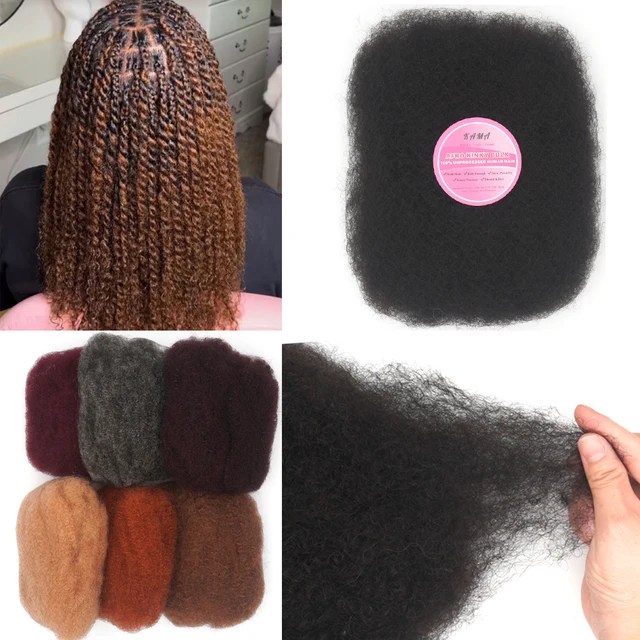 KAMA 4C Raw Remy Brazilian Human Hair Extensions for Spring Twist Braiding Pre-Fluffy Afro Kinky Curly Weave 50g Bundle