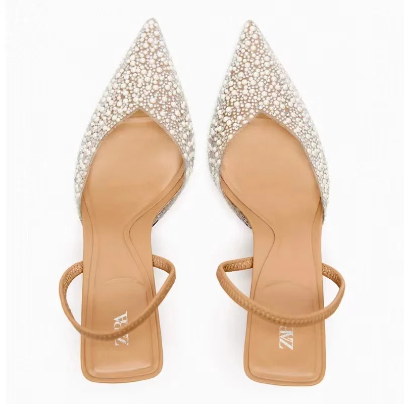 Summer new pearl high-heeled shoes pointed stiletto sandals women pumps