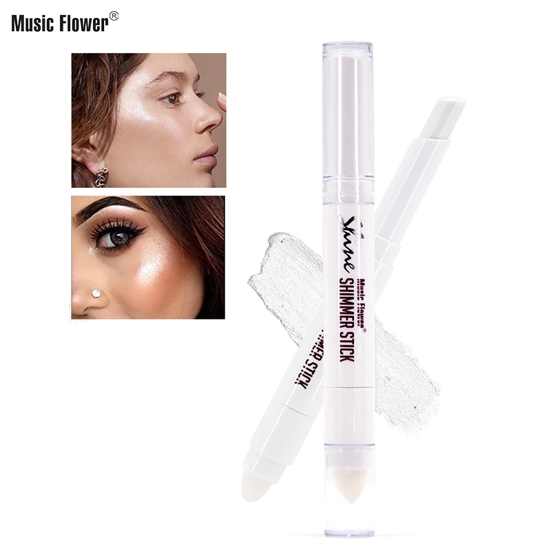 Оригинальный музыкальный цветок, новинка, Мерцающая палочка, Осветляющий бронзер для лица, горячий Контурный карандаш, макияж с контролем жирности, двухсторонняя ручка-хайлайтер