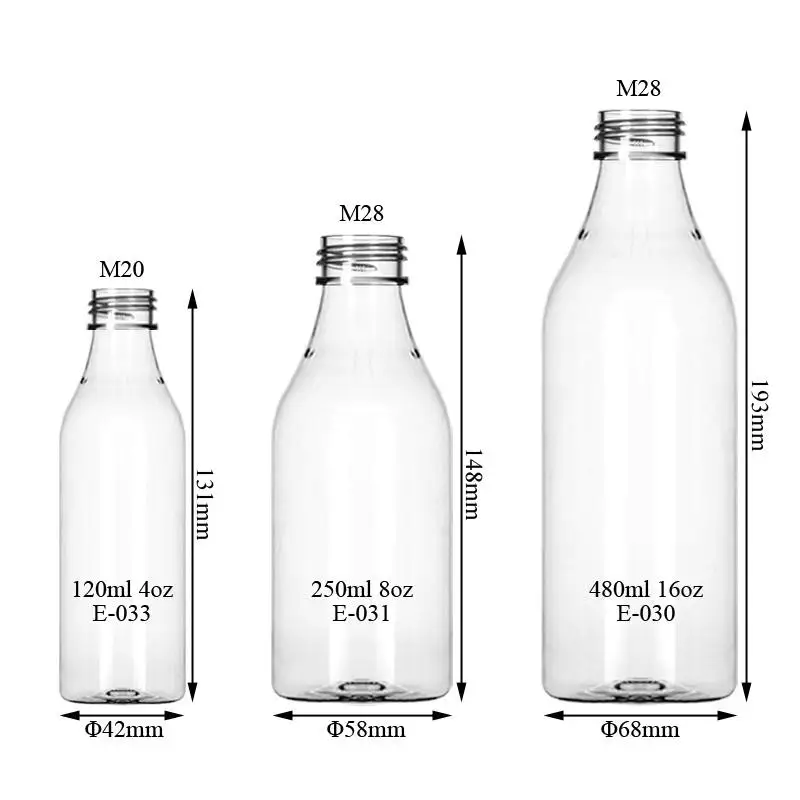 4oz 8oz 16oz Clear Food Grade Pet Plastic Wine Squeeze Bottles For