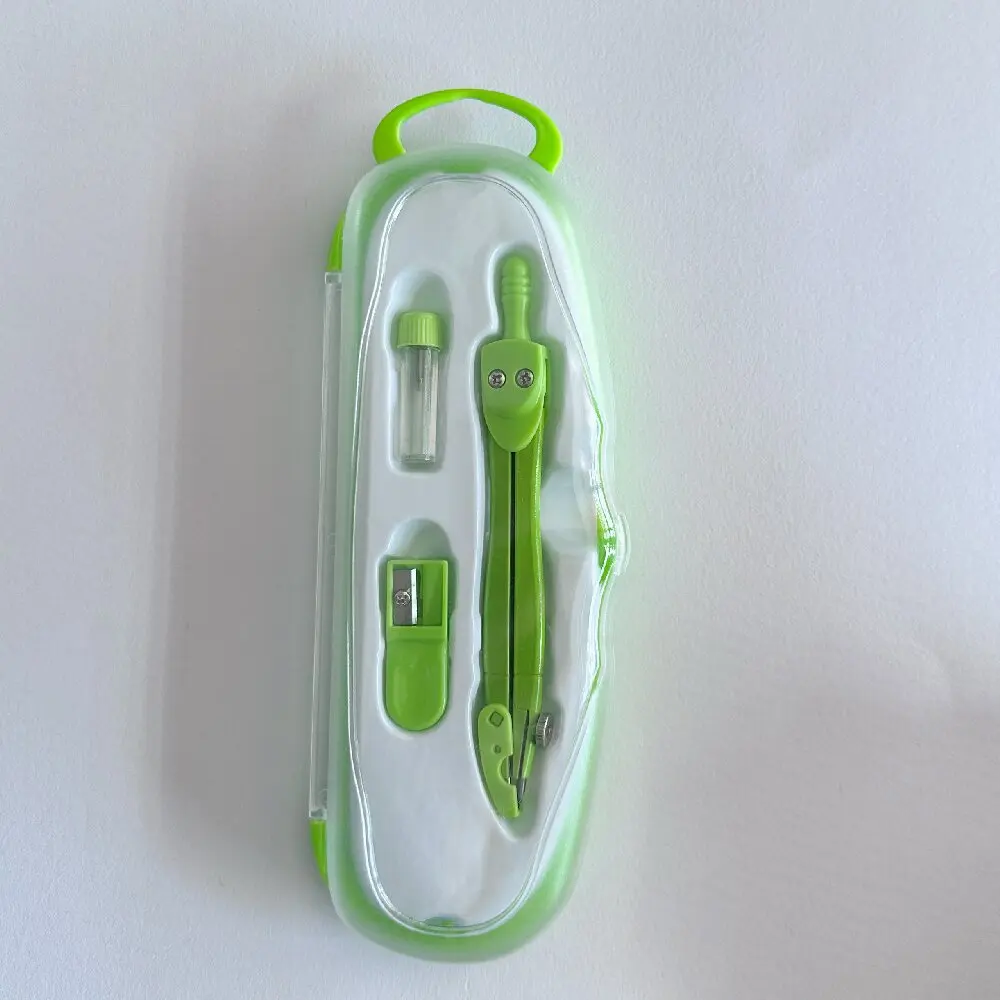 Professional Kids Pencil Compass Set with Circle Radius Size Ruler Colorful Plastic Compasses for School Student