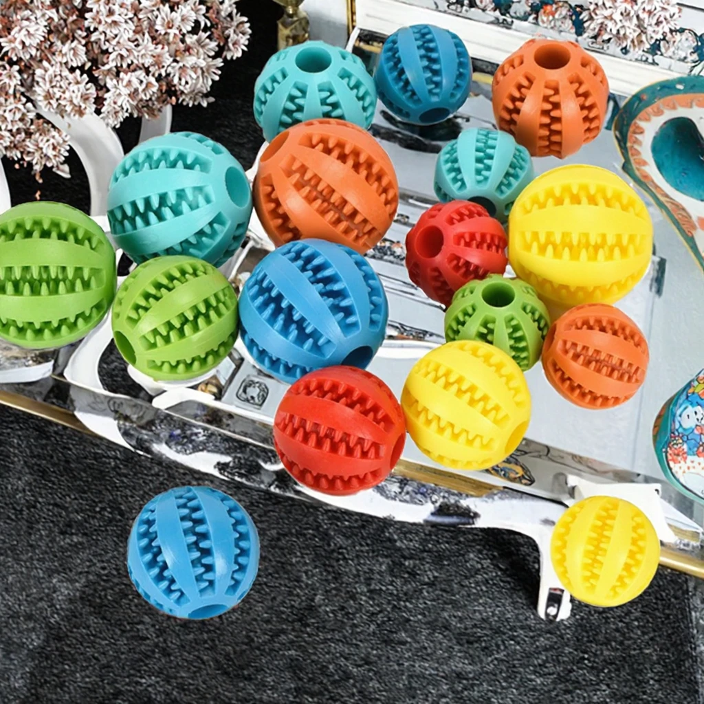 Eco-Friendly Rubber Pet Dog Treat Dispensing Ball Hiding Food Puzzle Interactive Bite Chew Toy Size L