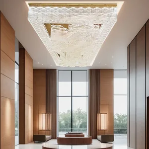 Custom Luxury Lighting Indoor Large Project Villa Crystal Chandelier Ceiling Lights for Hotel Lobby