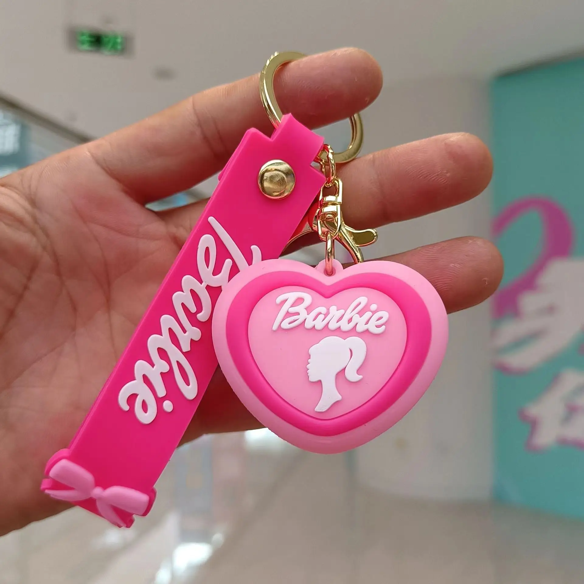 Fashion Key Ring Accessories Girls Bag Pendant Party Barbie Letter Pink