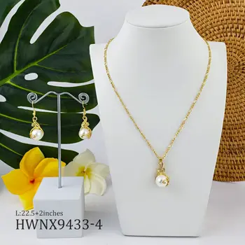 hawaiian jewelry pearl sets leaf fashion necklace gold set