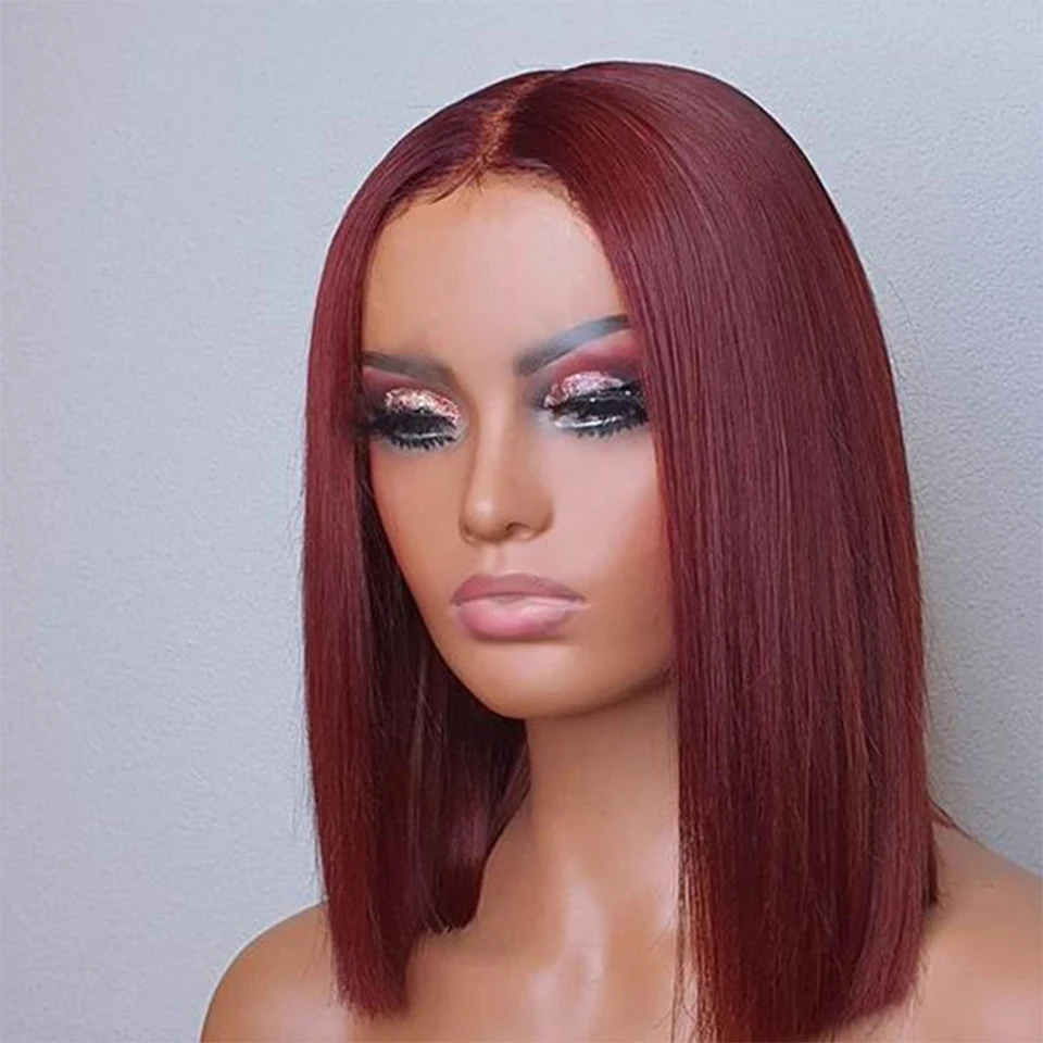 Factory Cheap Short Stretch Human Natural Hair Wigs 13x4Lace Front Color Bob Wig for Black Women Perruques Naturelles Courtes