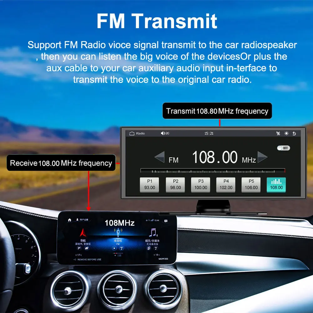 11.26 Inch Portable Car Screen - Wireless Carplay & Android Auto