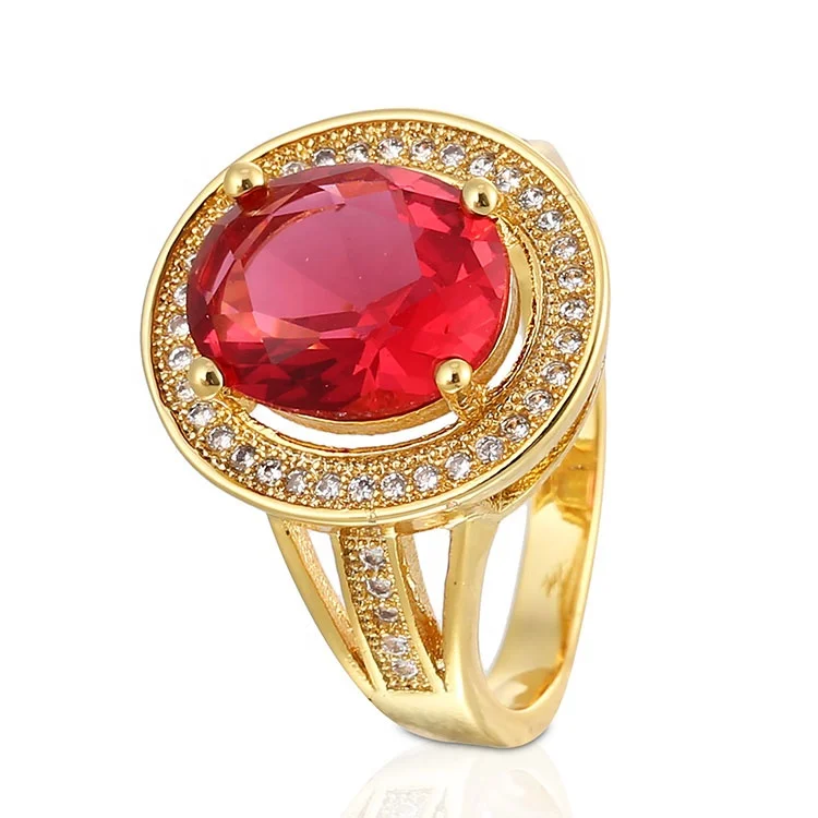14K Red Stone Cz Men's Ring Yellow Gold – Alex Diamond Jewelry