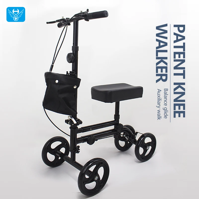 Folding Knee Walker 4wheel Knee Scooter With Basket Outdoor Knee Car