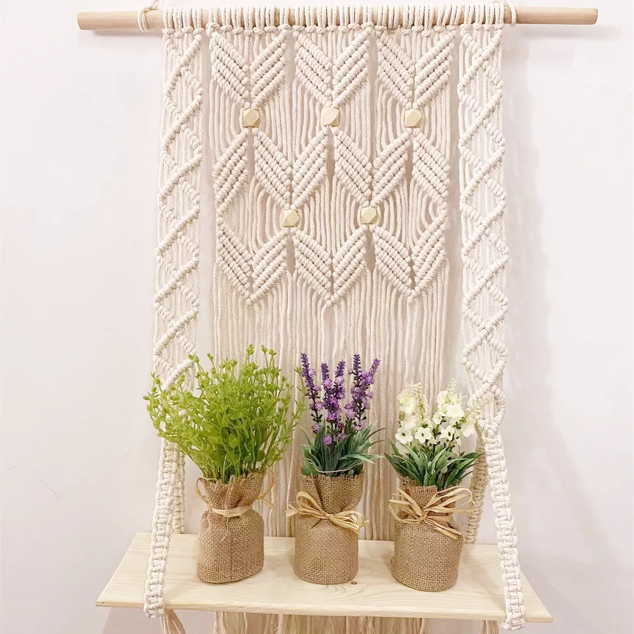 E-007 Свадебный Настенный декор ручной работы хлопковый шнур Тканый гобелен макраме настенная полка украшение