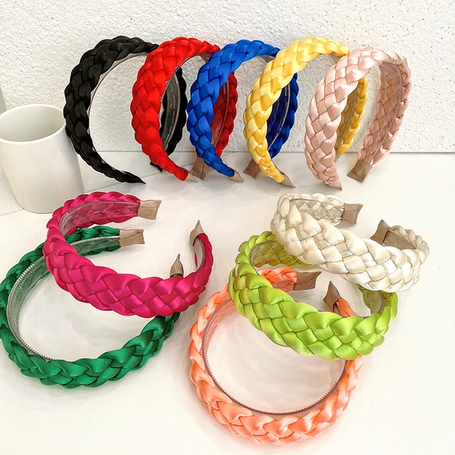 Wholesale Braids Knotted Fabric Hair Ribbons Eur-american Solid Color Durable Diademas Multicolour Unique Hair Accessories Women