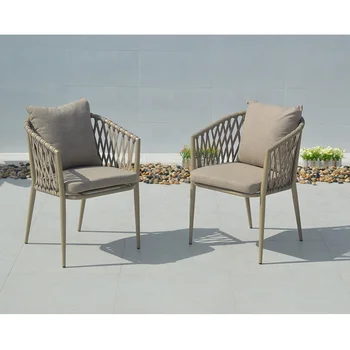 High Quality Modern Garden Aluminum Outdoor Rattan Furniture Aluminum Rope Outdoor Dining Chairs Restaurant Rope Chair
