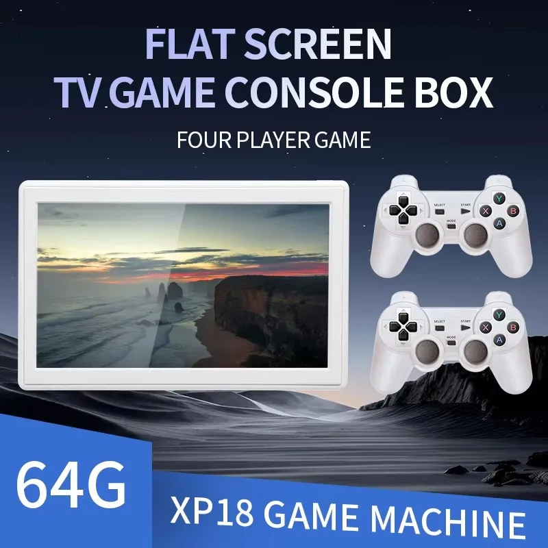 S XP18 Flat Screen Game Console 7 Inch Screen TV 64GB 10000 Games Retro Video Game Console for PS1 PSP Kid Gift