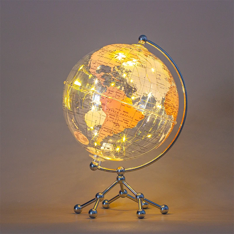 Wellfun LED Lights Map Glass Rotating LED Ball String Lights LED Lights Map Novelty Gifts Globe Earth Globe Decor Globe