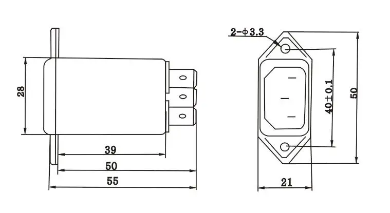 1A 3A 6A Single phase EMI filter AC Connector