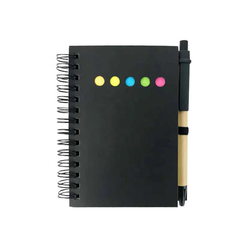 High Quality Office Combination Kraft Cover Spiral Notebooks Custom Logo Printing Sticky Notes Memo Pads