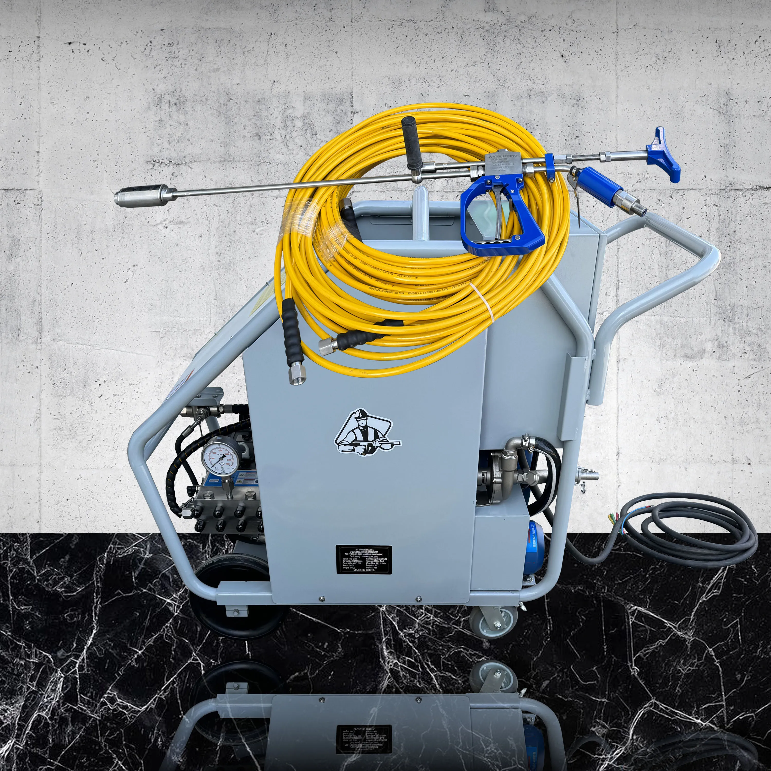 36KW 14500Psi 1000Bar 18Lpm Efficient Industrial Cleaning Ship Deck 440V Electric High Pressure Washing Washer