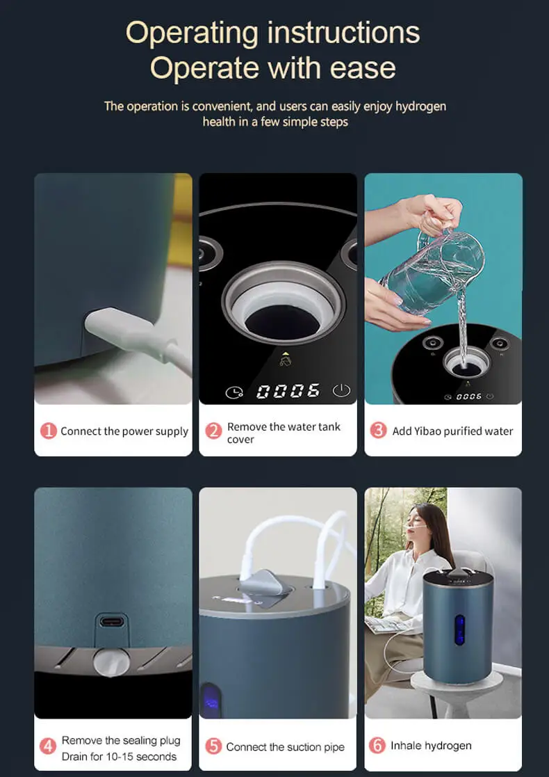 100ml Portable Hydrogen Inhalation Machine with 1 Year Warranty and 65W Power for Easy Home Use