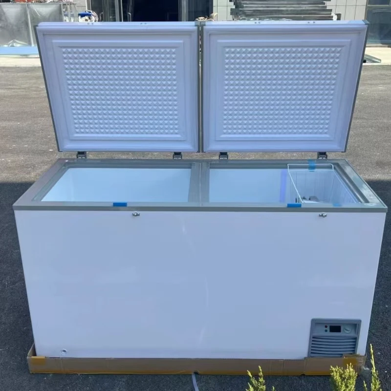 Brand New 418 Litre 2-Door Commercial Chest Freezer 220V Single-Temperature Refrigerator for Home Use Meat Storage