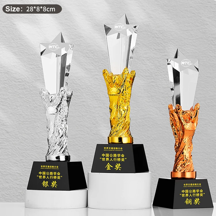 product wholesale professional custom personal logo engraving pillar star crystal trophies and awards-40