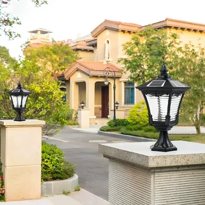 12W LED Column Light American Style Outdoor Waterproof Door Street Light Black Small Lamp for Driveway IP65 Solar Street Light