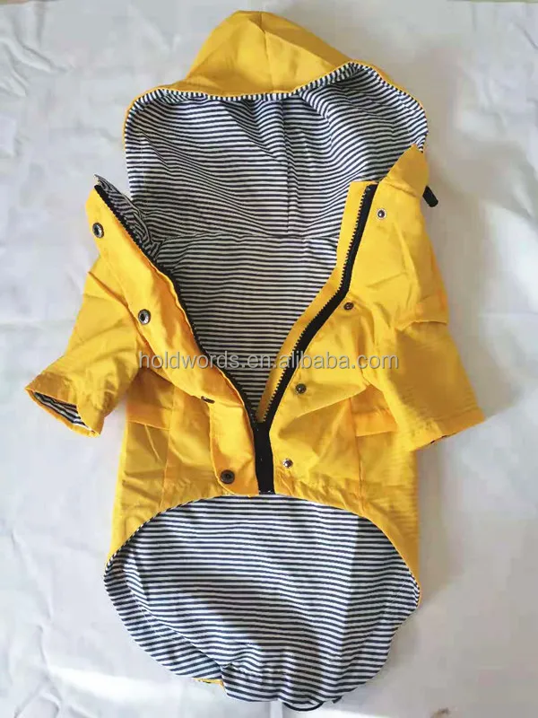 Zip Up Dog Raincoat With Reflective Buttons Pockets Rain/water